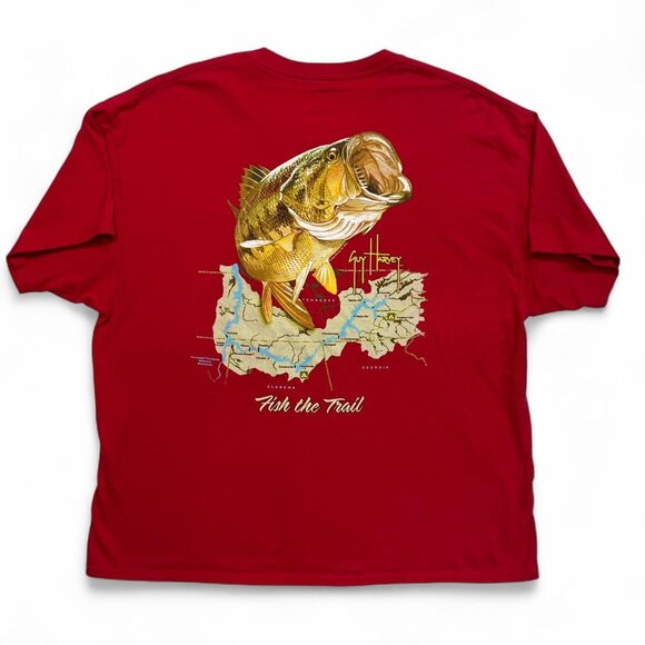 Guy Harvey Men’s XL Red Cotton Graphic Fish T‑Shirt Preshrunk Casual Tee - Picture 3 of 5